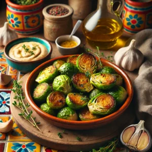 Spruiten met Geroosterde Knoflook en Tijmdipsaus
