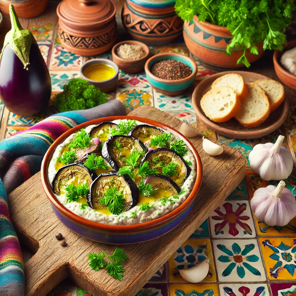 Aubergine Dip met Citroen en Peterselie
