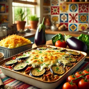 Aubergine Gehaktschotel met Aardappelpuree en Kaas
