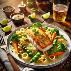 Gebakken Zeetong met Witbier Sabayon en Tagliolini