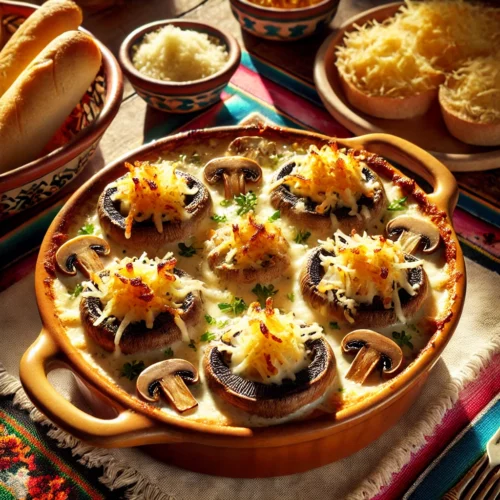 Gegratineerde Champignons in Romige Wijnsaus