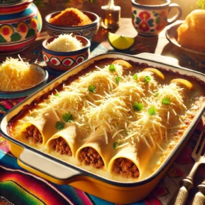 Gegratineerde Karnemelkcrêpes met Kalfsgehakt en Emmentaler