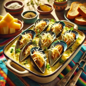 Gegratineerde Mosselen met Gruyère en Mosterd