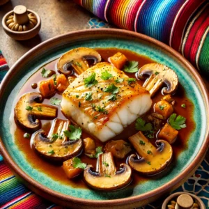Kabeljauwfilet met Rode-Wijnsaus en Gebakken Champignons