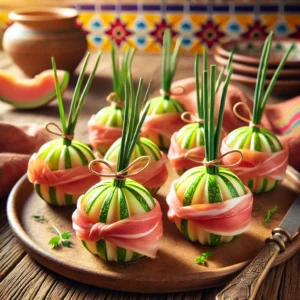 Buideltje van Parmaham met Meloen en Bieslook