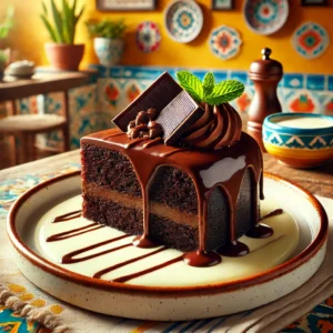 Chocoladecake met Chocoladeganache en Vanillesau