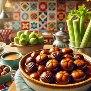 Geglaceerde Kastanjes met Kippenbouillon