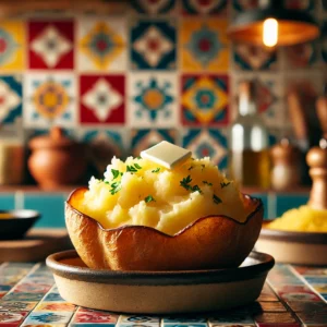 Gepofte Aardappelpuree in Aardappelschillen