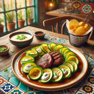 Struisvogelbiefstuk met Courgette Krans en Madeira-roomsaus