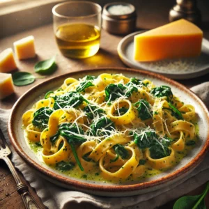 Romige tagliatelle met fijne spinazie en kaas