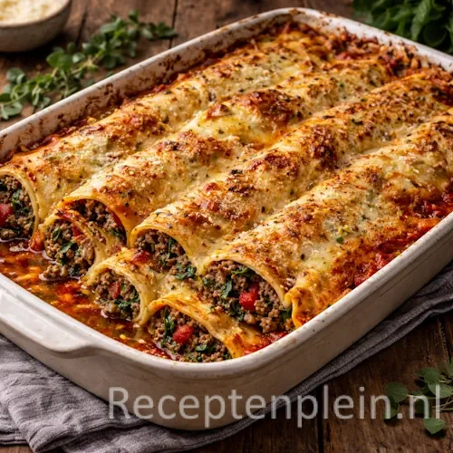 Knapperige snijbiet börek uit de oven met kerrie op een rustieke houten tafel.