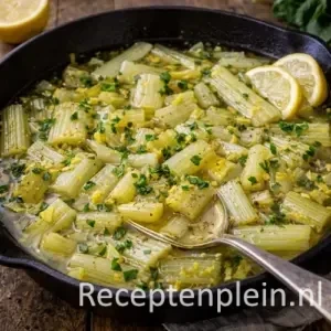 Gestoofde snijbietstelen met citroen en bouillon