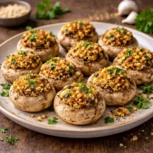 Champignons gevuld met broodkruim