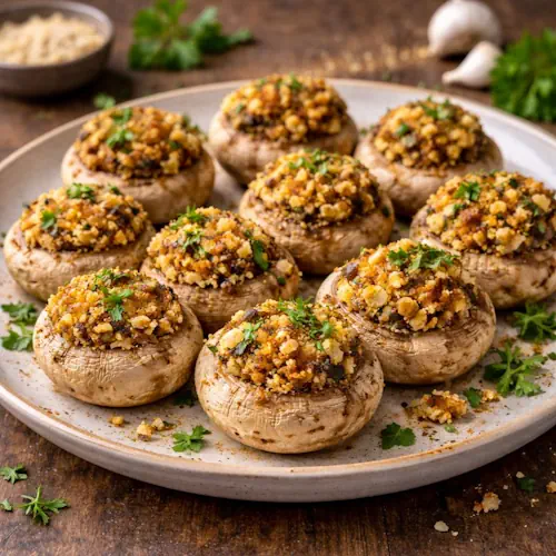 Champignons gevuld met broodkruim