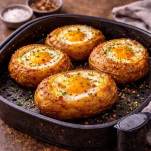 Sappige kippendijen uit de airfryer, geglazuurd met een zoete honing-kerriemarinade, goudbruin gebakken en geserveerd op een rustieke houten tafel.