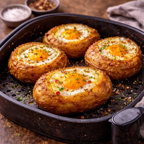 Sappige kippendijen uit de airfryer, geglazuurd met een zoete honing-kerriemarinade, goudbruin gebakken en geserveerd op een rustieke houten tafel.