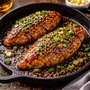 Airfryer Kipfilet Gember Soja op rustieke houten tafel