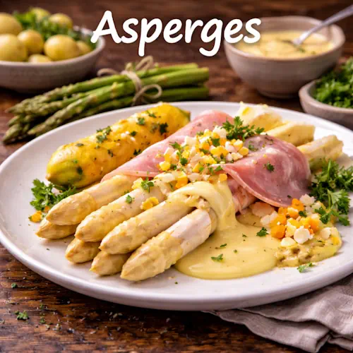 Asperges op een rustieke houten tafel.