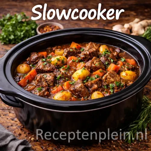 Slowcooker recepten met mals gestoofd vlees, groenten en kruiden in een slowcooker