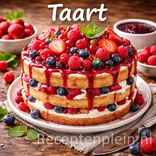 Taart recepten met verschillende huisgemaakte taarten op een rustieke houten tafel
