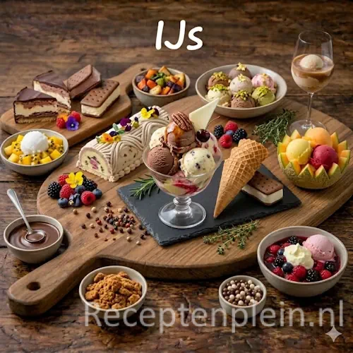 IJs recepten en zelf ijs maken met verschillende smaken op een rustieke houten tafel