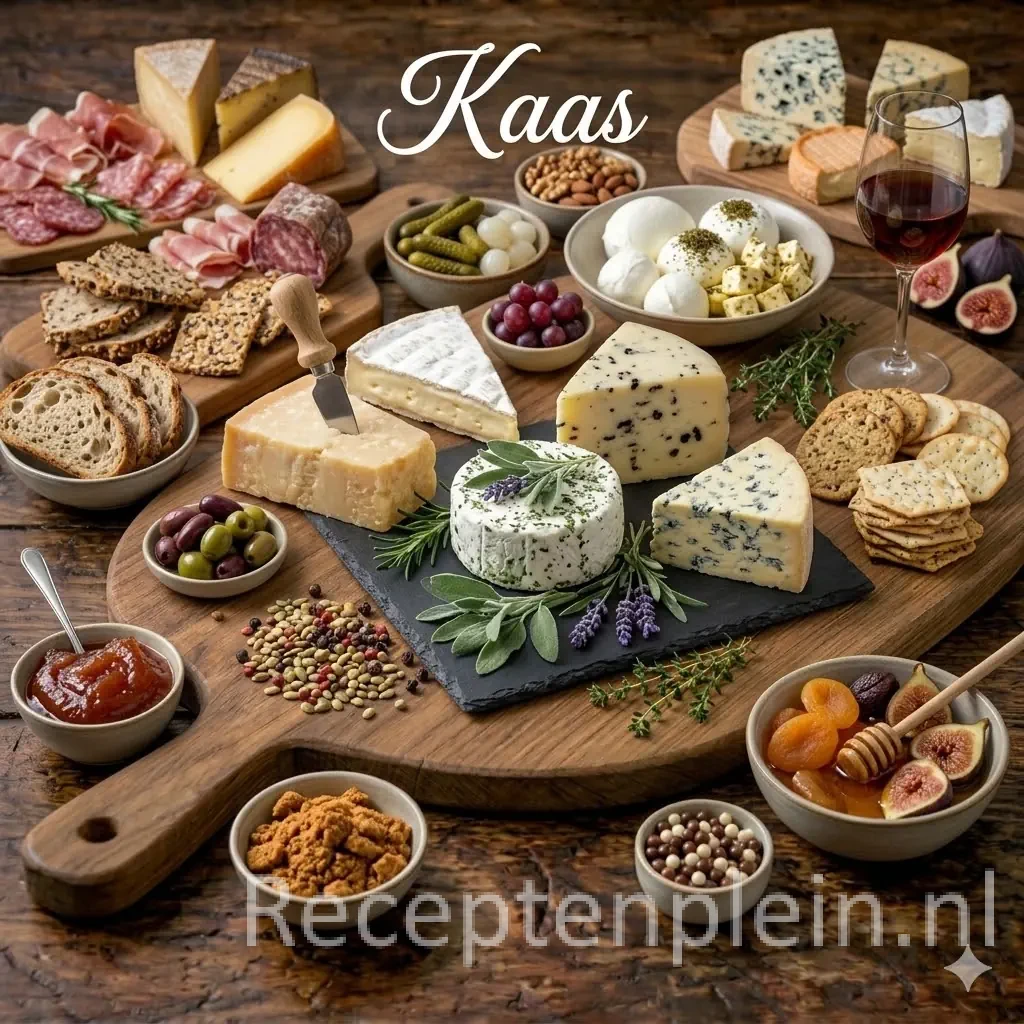 Kaas recepten en gerechten met kaas op een rustieke houten tafel