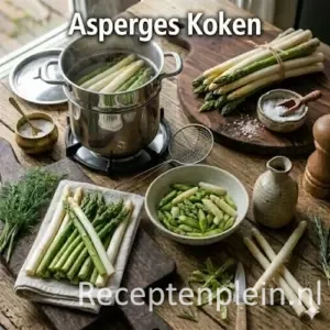 asperges koken hoe lang op een rustieke houten tafel