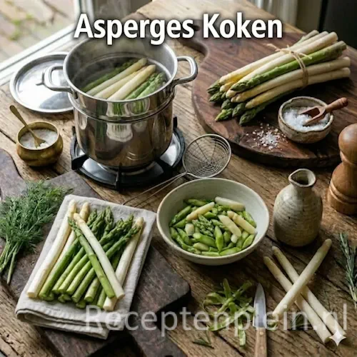 asperges koken hoe lang op een rustieke houten tafel