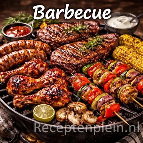 barbecue recepten op een rustieke houten tafel