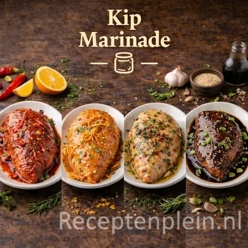 Kip Marinade op een rustieke houten tafel