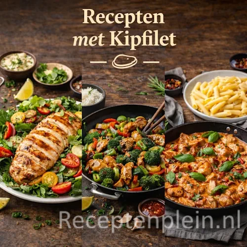 Recepten met Kipfilet op een rustieke houten tafel