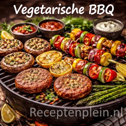 Vegetarische BBQ recepten met gegrilde groenten, halloumi, spiesjes en vleesloze barbecuegerechten op een barbecue