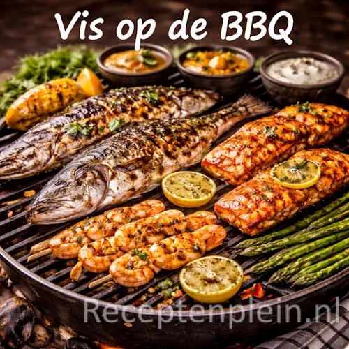 Vis op de BBQ recepten met zalm, garnalen en gegrilde visgerechten op een barbecue