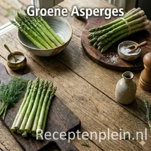 groene asperge recepten op een rustieke houten tafel