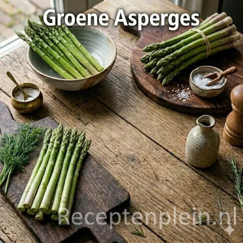 groene asperge recepten op een rustieke houten tafel