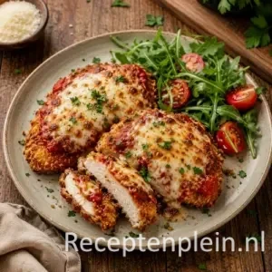 Airfryer Kip Parmesan op rustieke houten tafel