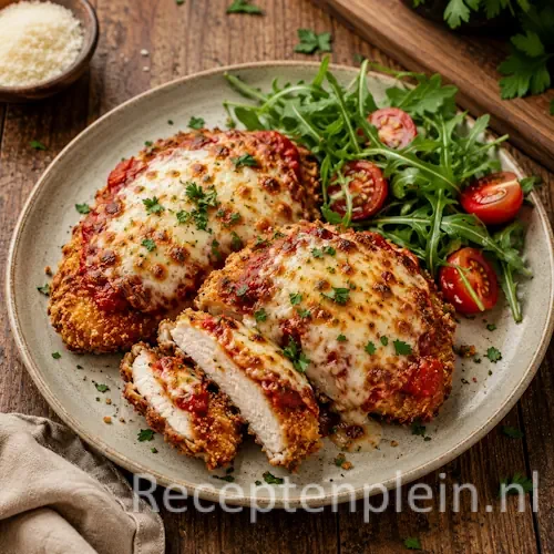 Airfryer Kip Parmesan op rustieke houten tafel