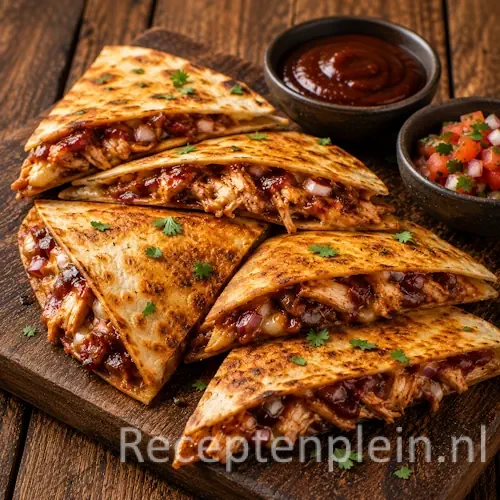 BBQ Quesadilla’s op een rustieke houten tafel