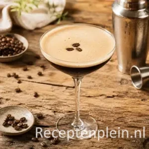 Espresso Martini op een rustieke houten tafel