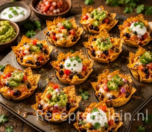 nacho cups op een rustieke houten tafel