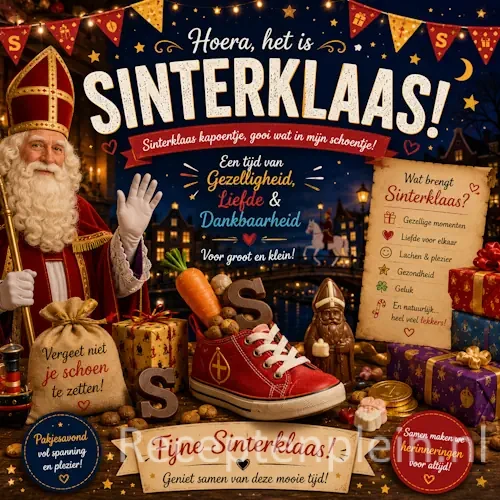 Sinterklaas recepten op een rustieke houten tafel met pepernoten, speculaas en feestelijke lekkernijen.