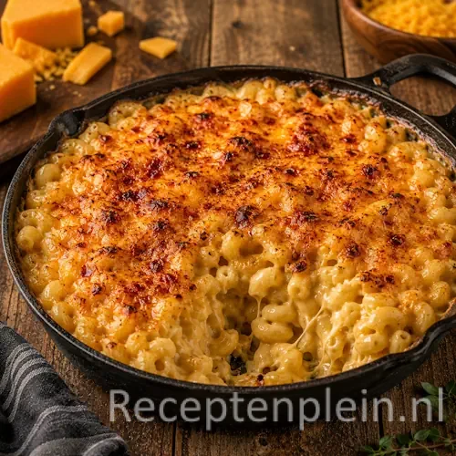 Smoked Mac and Cheese op een rustieke houten tafel