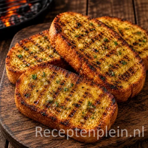 Texas Toast van de BBQ op een rustieke houten tafel