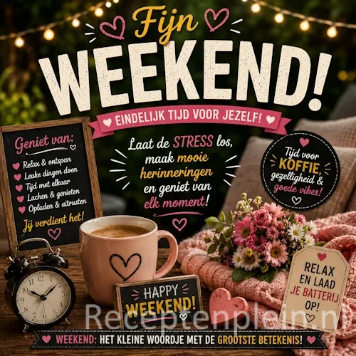 Weekend recepten op een rustieke houten tafel met comfortfood en gezellige weekendgerechten.