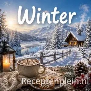 Winter recepten op een rustieke houten tafel.