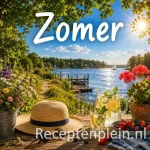 Zomer recepten op een rustieke houten tafel.