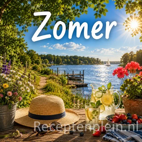 Zomer recepten op een rustieke houten tafel.