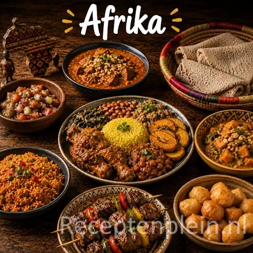 Afrikaanse recepten op een rustieke houten tafel.