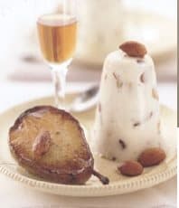 Amandel pudding met gebakken peer