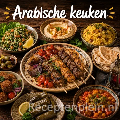 Arabische gerechten op een rustieke houten tafel